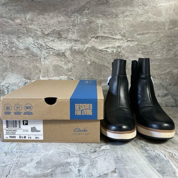 Clarks Zylah Rose Ankle Boots Women’s Leather Side Zip Comfort Booties - Picture 3 of 4